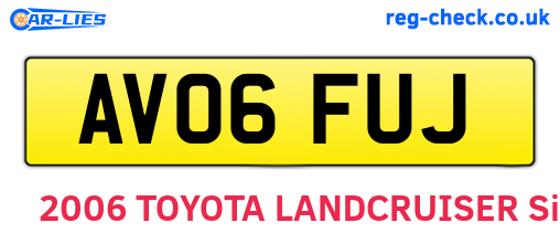 AV06FUJ are the vehicle registration plates.