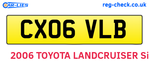 CX06VLB are the vehicle registration plates.