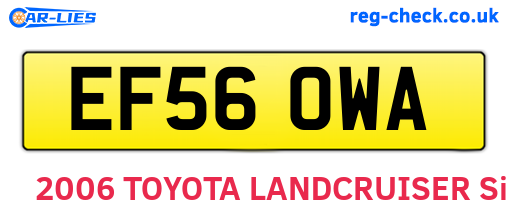 EF56OWA are the vehicle registration plates.