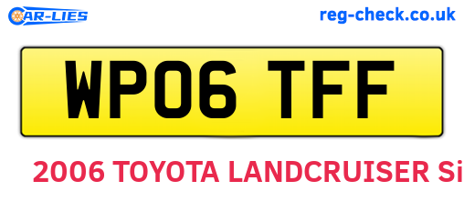 WP06TFF are the vehicle registration plates.