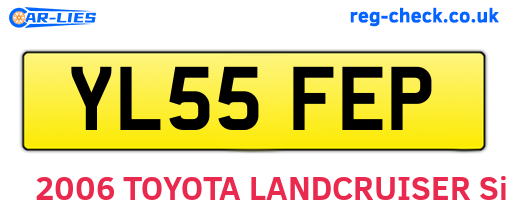 YL55FEP are the vehicle registration plates.