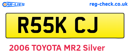 R55KCJ are the vehicle registration plates.