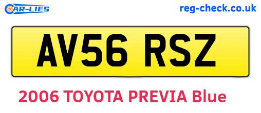AV56RSZ are the vehicle registration plates.