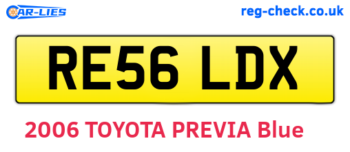 RE56LDX are the vehicle registration plates.