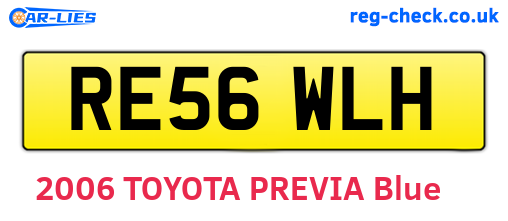 RE56WLH are the vehicle registration plates.
