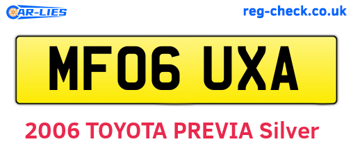 MF06UXA are the vehicle registration plates.