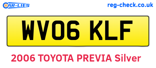 WV06KLF are the vehicle registration plates.