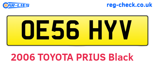 OE56HYV are the vehicle registration plates.