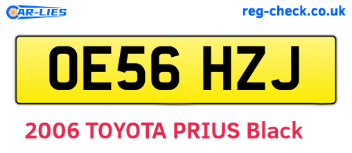 OE56HZJ are the vehicle registration plates.