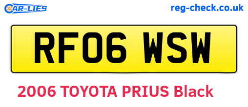 RF06WSW are the vehicle registration plates.