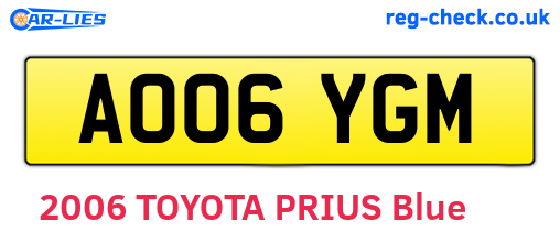 AO06YGM are the vehicle registration plates.