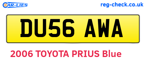 DU56AWA are the vehicle registration plates.