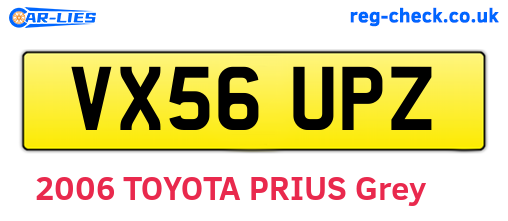 VX56UPZ are the vehicle registration plates.