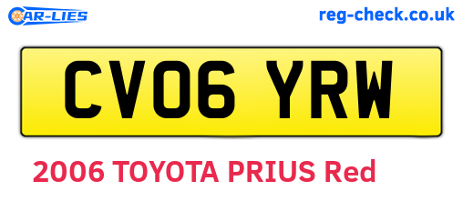 CV06YRW are the vehicle registration plates.