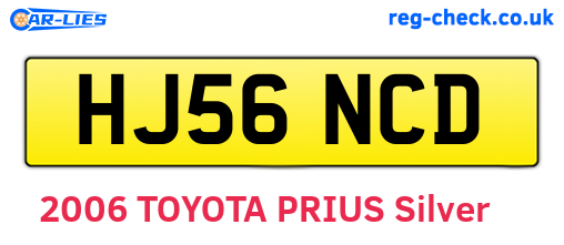 HJ56NCD are the vehicle registration plates.