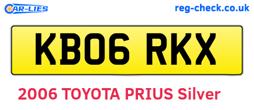 KB06RKX are the vehicle registration plates.