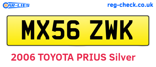 MX56ZWK are the vehicle registration plates.