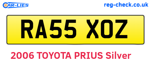 RA55XOZ are the vehicle registration plates.