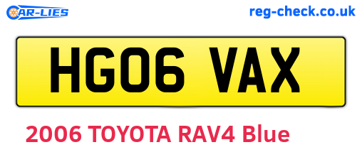HG06VAX are the vehicle registration plates.
