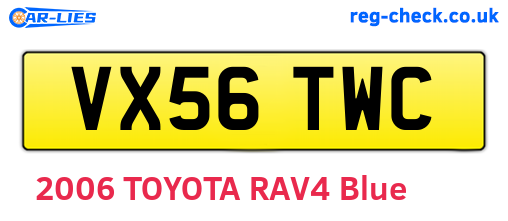 VX56TWC are the vehicle registration plates.
