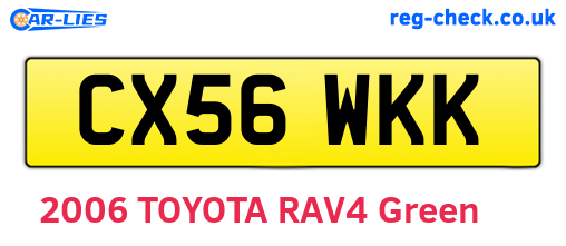 CX56WKK are the vehicle registration plates.