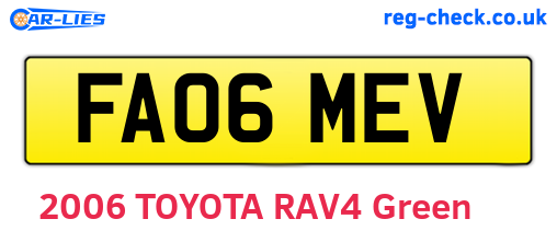 FA06MEV are the vehicle registration plates.