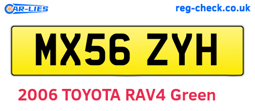 MX56ZYH are the vehicle registration plates.