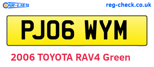 PJ06WYM are the vehicle registration plates.