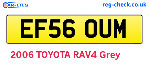 EF56OUM are the vehicle registration plates.