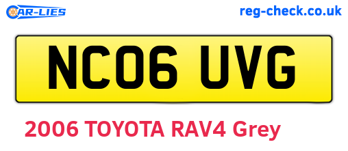 NC06UVG are the vehicle registration plates.