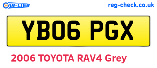 YB06PGX are the vehicle registration plates.