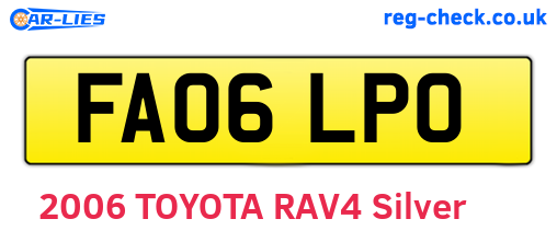 FA06LPO are the vehicle registration plates.