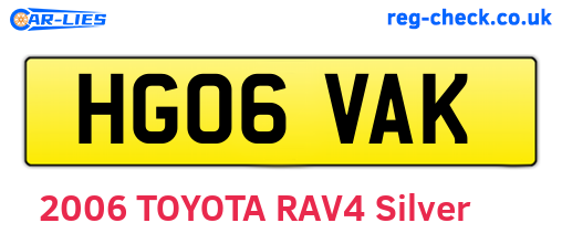 HG06VAK are the vehicle registration plates.