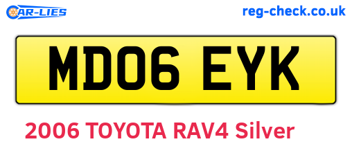 MD06EYK are the vehicle registration plates.