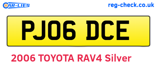 PJ06DCE are the vehicle registration plates.