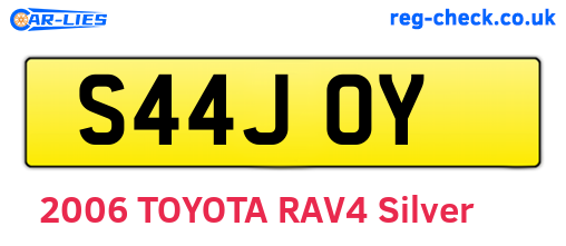 S44JOY are the vehicle registration plates.
