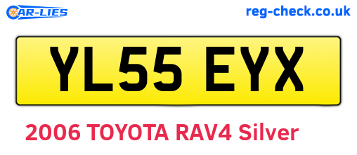 YL55EYX are the vehicle registration plates.