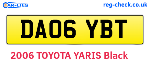 DA06YBT are the vehicle registration plates.