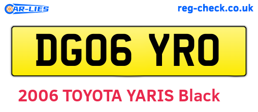 DG06YRO are the vehicle registration plates.