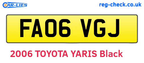 FA06VGJ are the vehicle registration plates.