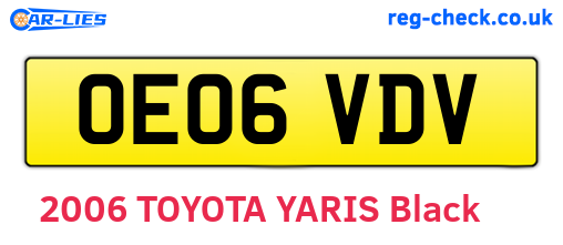 OE06VDV are the vehicle registration plates.