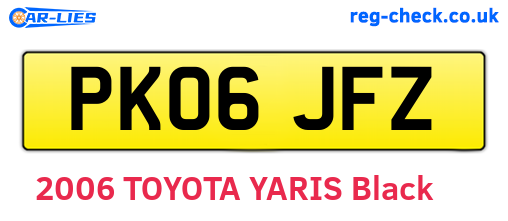 PK06JFZ are the vehicle registration plates.