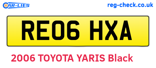 RE06HXA are the vehicle registration plates.