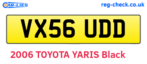 VX56UDD are the vehicle registration plates.