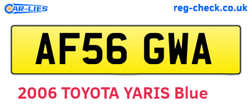 AF56GWA are the vehicle registration plates.