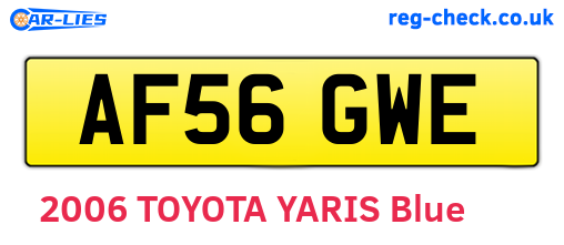 AF56GWE are the vehicle registration plates.