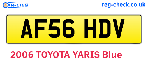 AF56HDV are the vehicle registration plates.