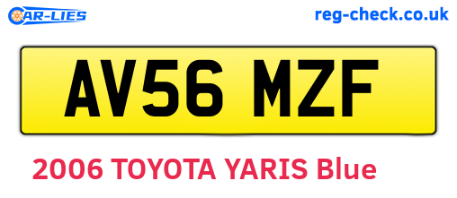 AV56MZF are the vehicle registration plates.