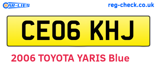 CE06KHJ are the vehicle registration plates.