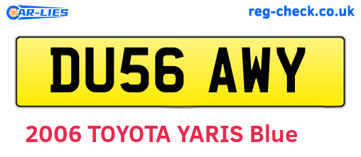 DU56AWY are the vehicle registration plates.